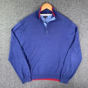 J Peterman Cashmere Sweater Men Large Blue Pullover Soft Modern Preppy